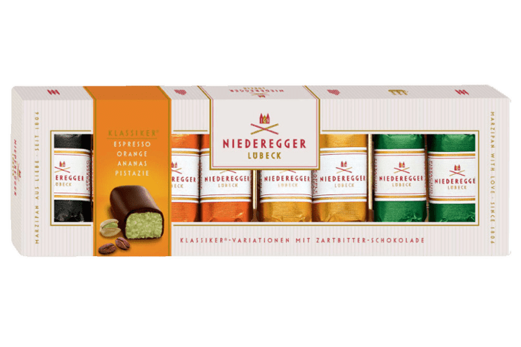 Marzipan Portion Variations in dark Chocolate 100g Product Image